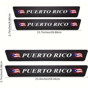 4x Puerto Rico Flag Car SUV Door Sill Protectors Sticker Accessory